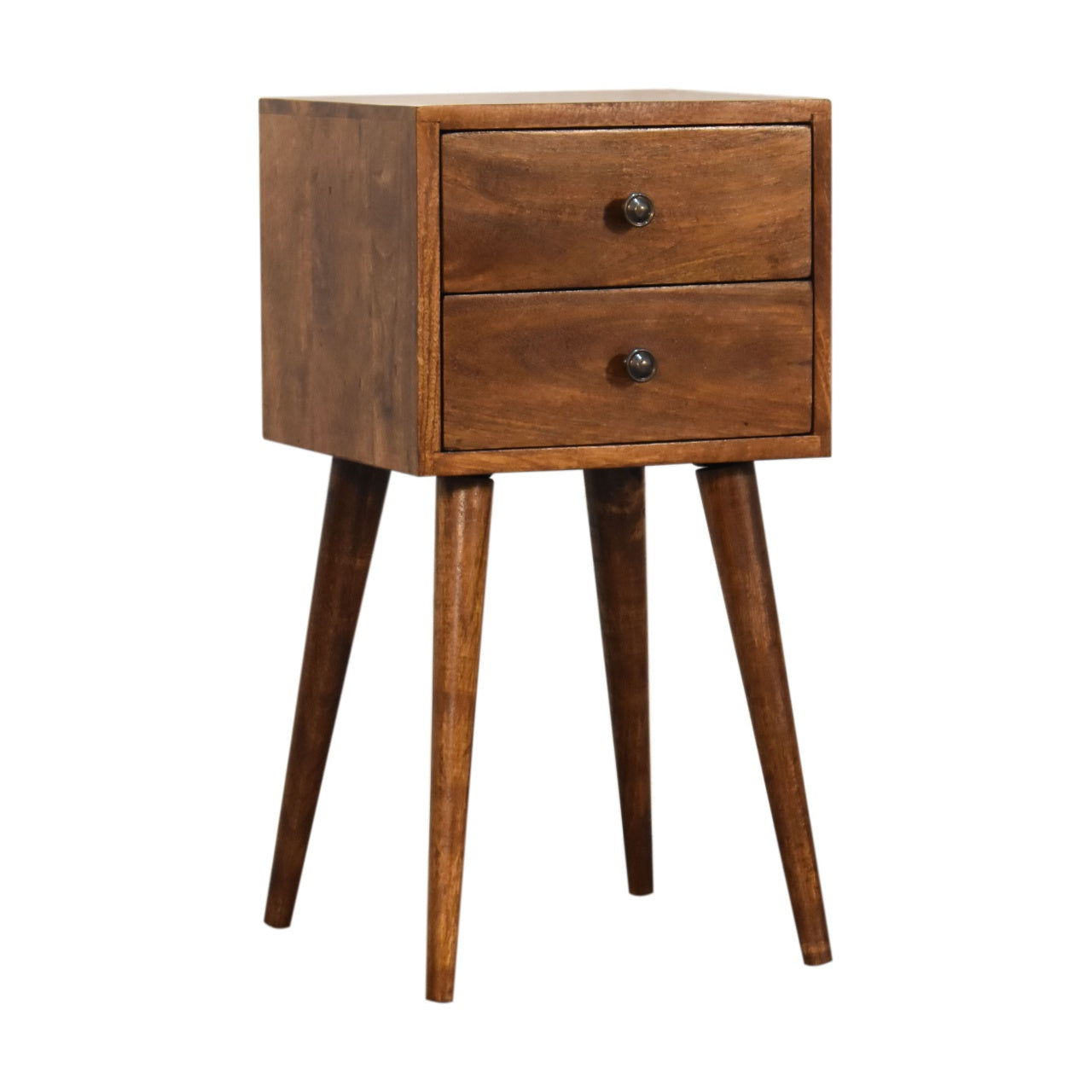 Solid Wood Mini 2 Drawer Chestnut Bedside