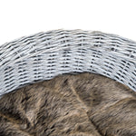 Elevated Dog Cat Couch Pet Basket Sofa Bed Wicker Willow Rattan W/cushion
