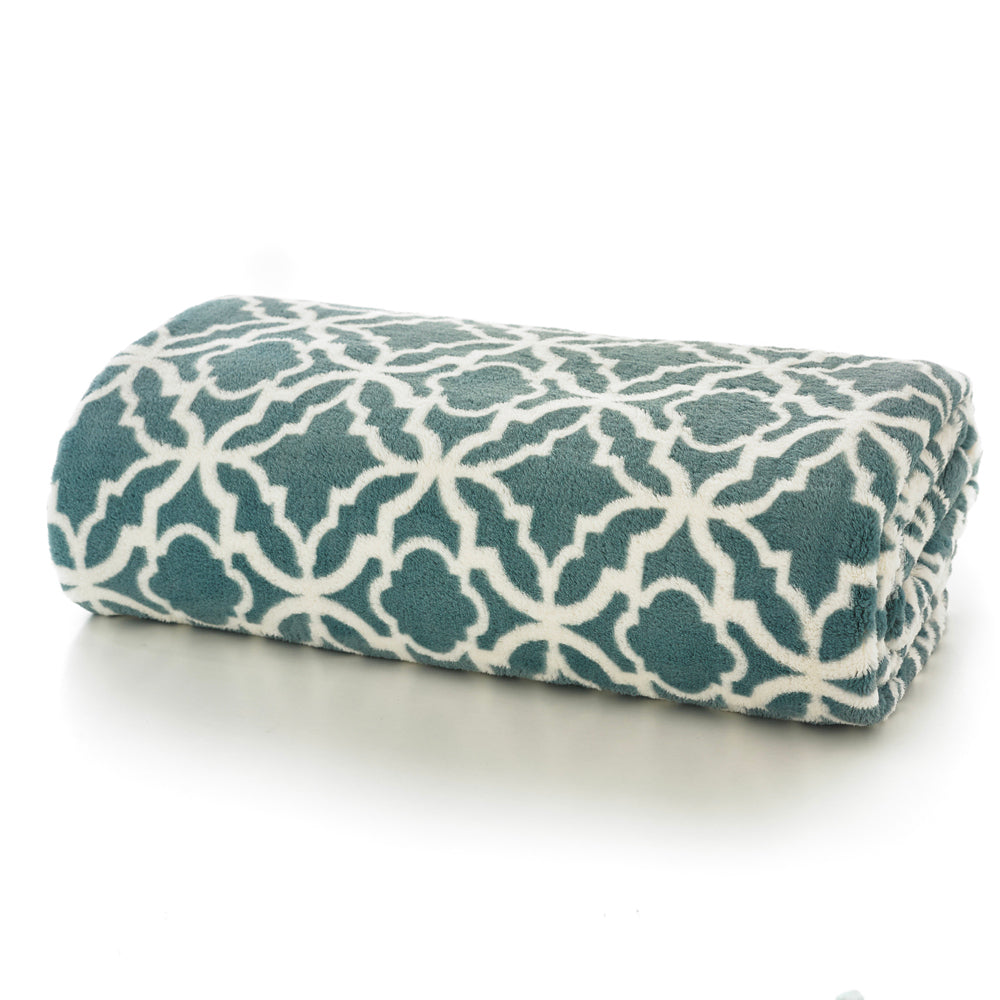 Morley Printed Heavyweight Supersoft Fleece Throw | 150cm x 180cm | Green