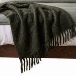 Pure Handmade Halo Wool Blend Bed & Sofa Throw Blanket | 130cm x 170cm | Forest Green