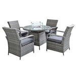 Windsor Rattan 4 Seat Firepit Dining Set | Mixed Grey