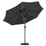 3m Solar Led Patio Umbrella, Outdoor Parasol With 16 Led Tubes, Crank Lift & Push Button Tilt With Fillable Base | One Size | Dark Grey