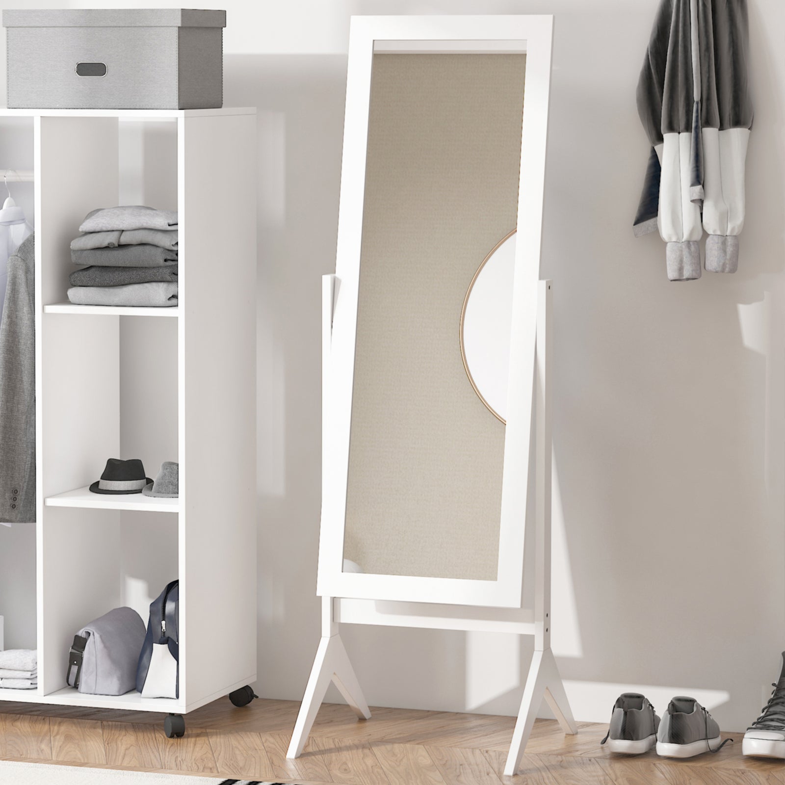 Freestanding Dressing Mirror 148x47cm Adjustable Angle | One Size | White