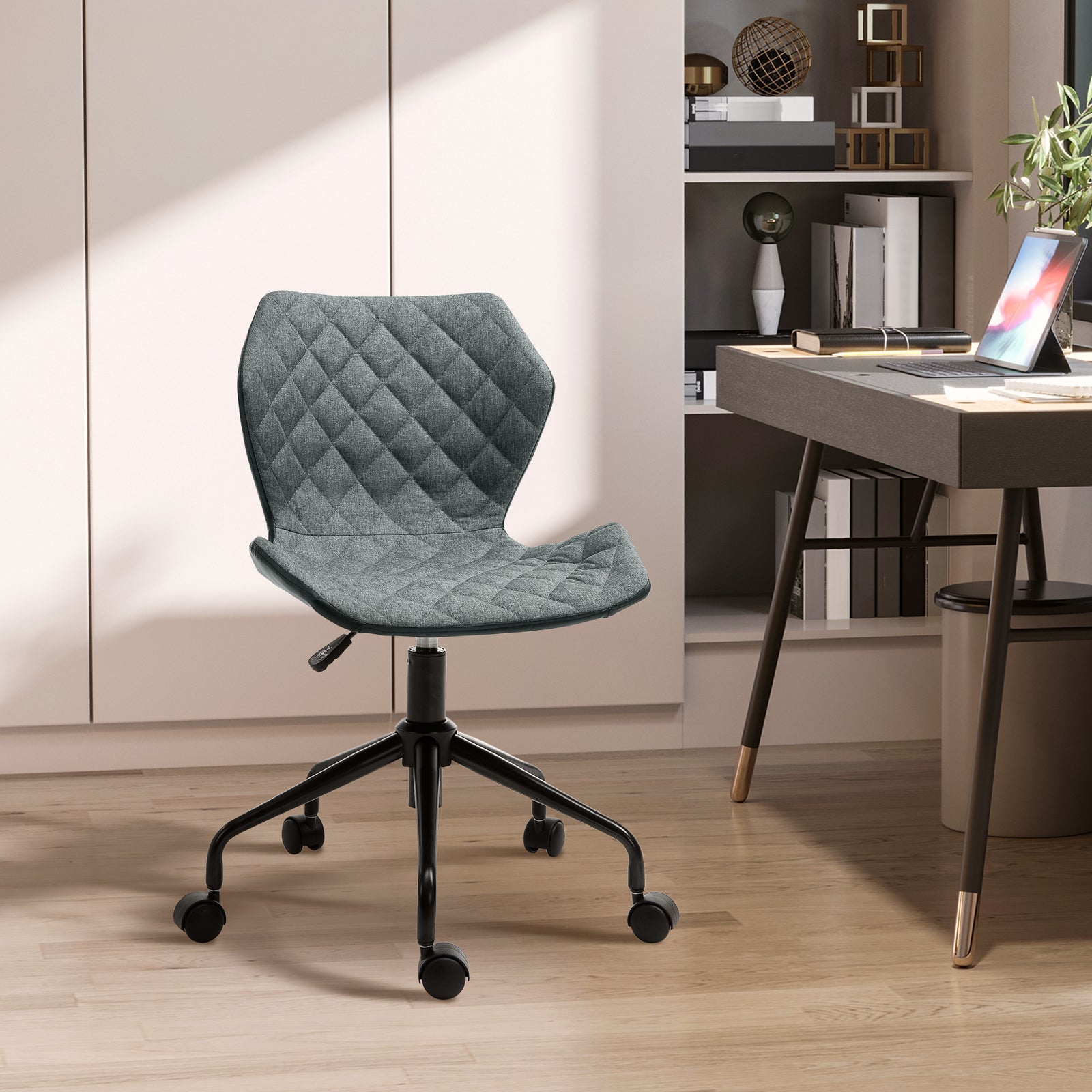 Office Swivel Desk Chair Linen Grey