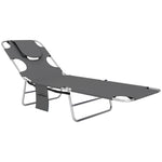 Outsunny Dark Grey Beach Lounger With Pillow