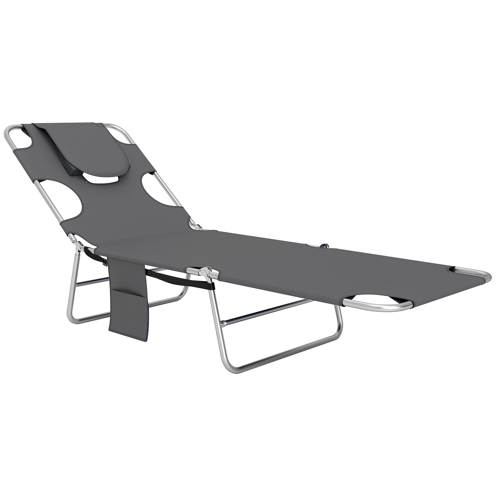 Outsunny Dark Grey Beach Lounger With Pillow