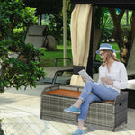 Outsunny Patio Wicker Storage Bench Box Garden Pe Rattan Pool Storage
