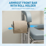 HOMCOM 4 In 1 Shower Chair With Wheels, Bedside Commode Wheelchair, Grey