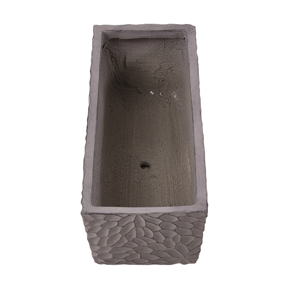 Patterned Cement Flower Pot With Drainage Modern Textured Concrete Planter | Large | Charcoal Grey
