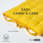 100% Cotton Seat Pads Plain Chair Cushions For Dining Room, Kitchen, Or Outdoor Garden Use | Set-of-1 | Yellow