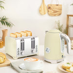 3000w 1.7l Kettle With Retro Thermometer, 4 Slice Toaster Set | Cream