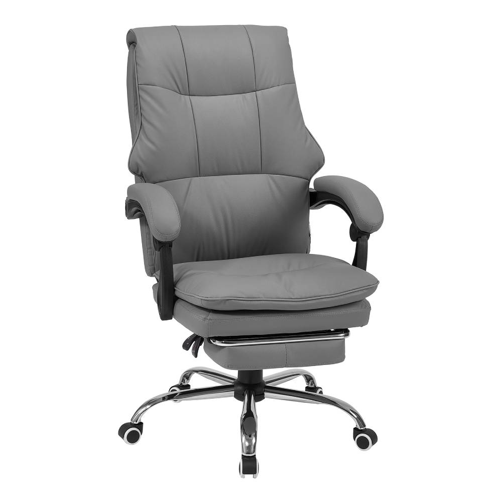 Height-adjustable Ergonomic Reclining Office Chair With Footrest | Grey