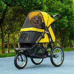 3 Wheel Pet Stroller, For Medium Small Dogs, Foldable Cat Pram | Yellow