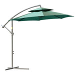 2.7m Cantilever Banana Parasol W/ Double Tier Canopy | Green