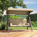 3 Seater Garden Swing Chair With Cup Trays Brown