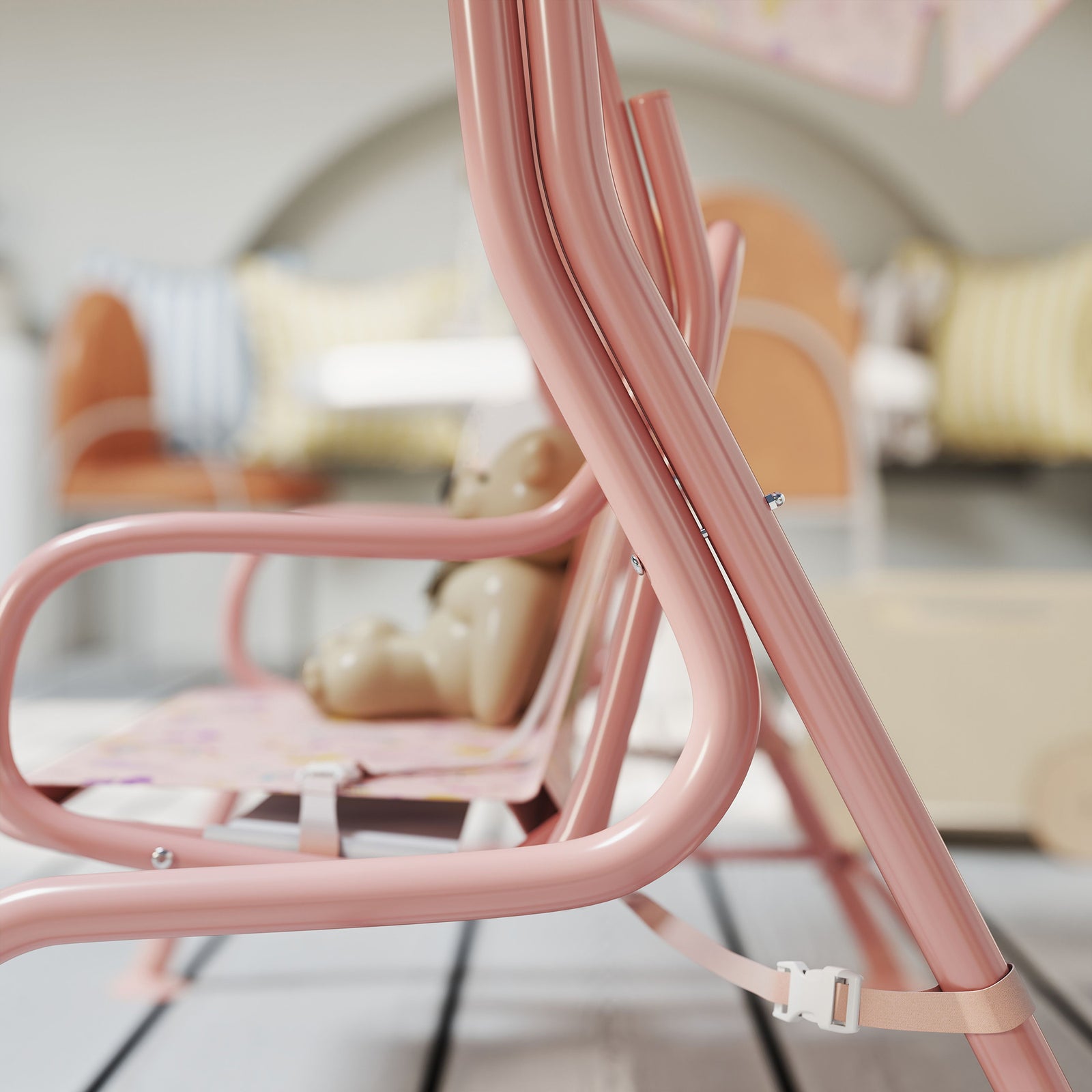 Kids Garden Swing Seat, Outdoor Swing Chair With Adjustable Canopy | Pink