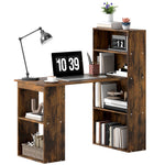 120cm Computer Desk Bookshelf Writing Table 6 Shelves | Brown