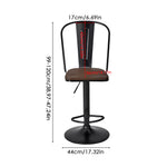 Set Of 2 Industrial Bar Stools Adjustable Height 360° Swivel Counter Chairs High Back