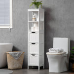 HOMCOM Slim Bathroom Storage Unit With 3 Drawers And 2 Open Shelves, White