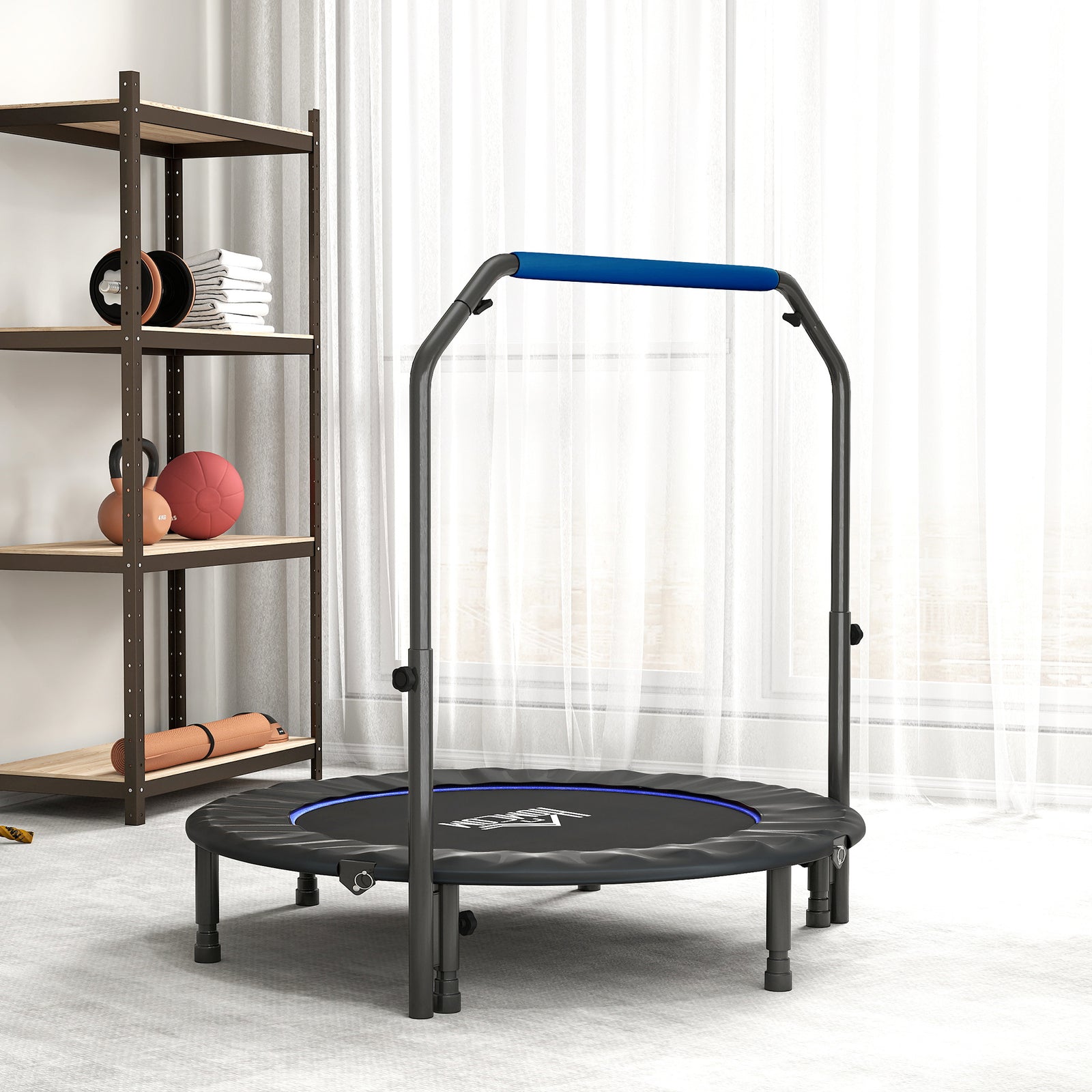 48 Foldable Mini Trampoline Fitness Trampoline Rebounder | Blue
