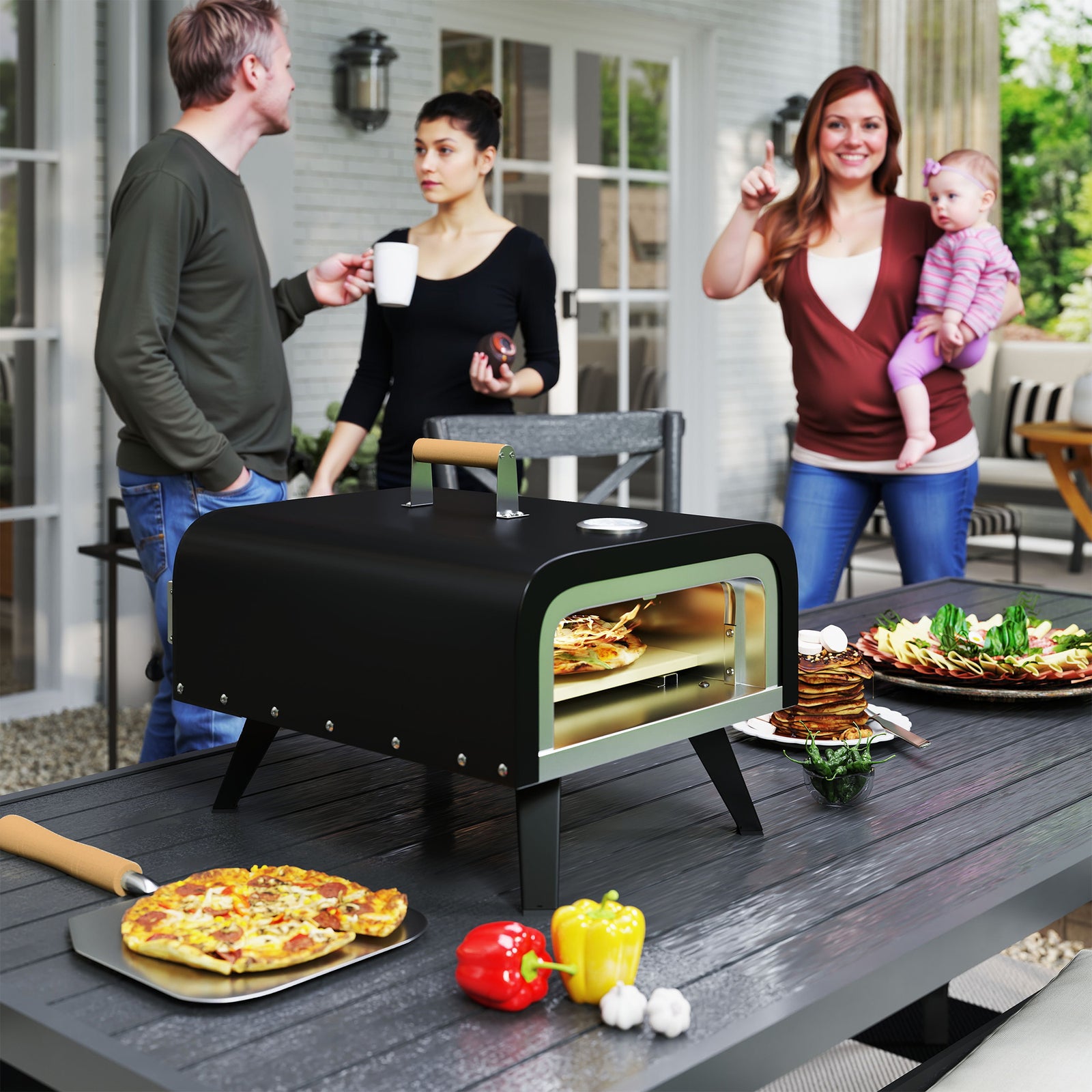 Black Tabletop Gas Pizza Oven