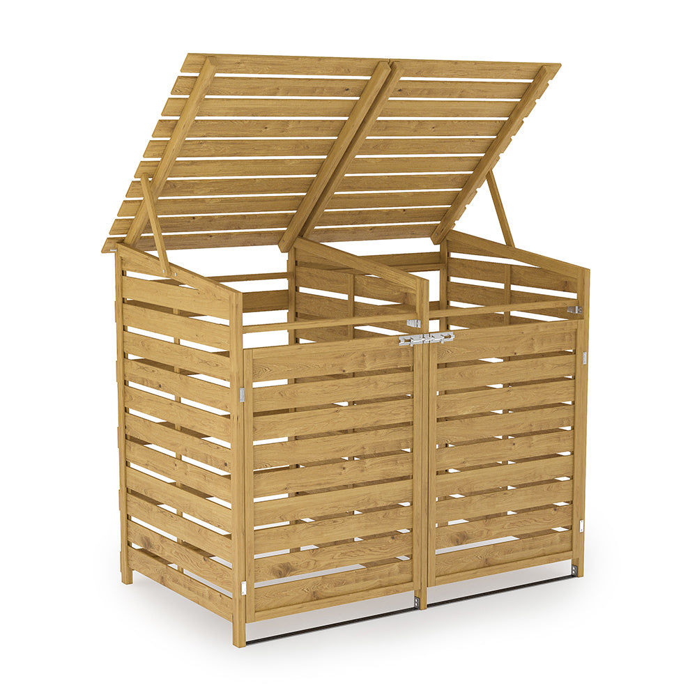 Outdoor Spruce Wood Garbage Can Garden Storage Shed