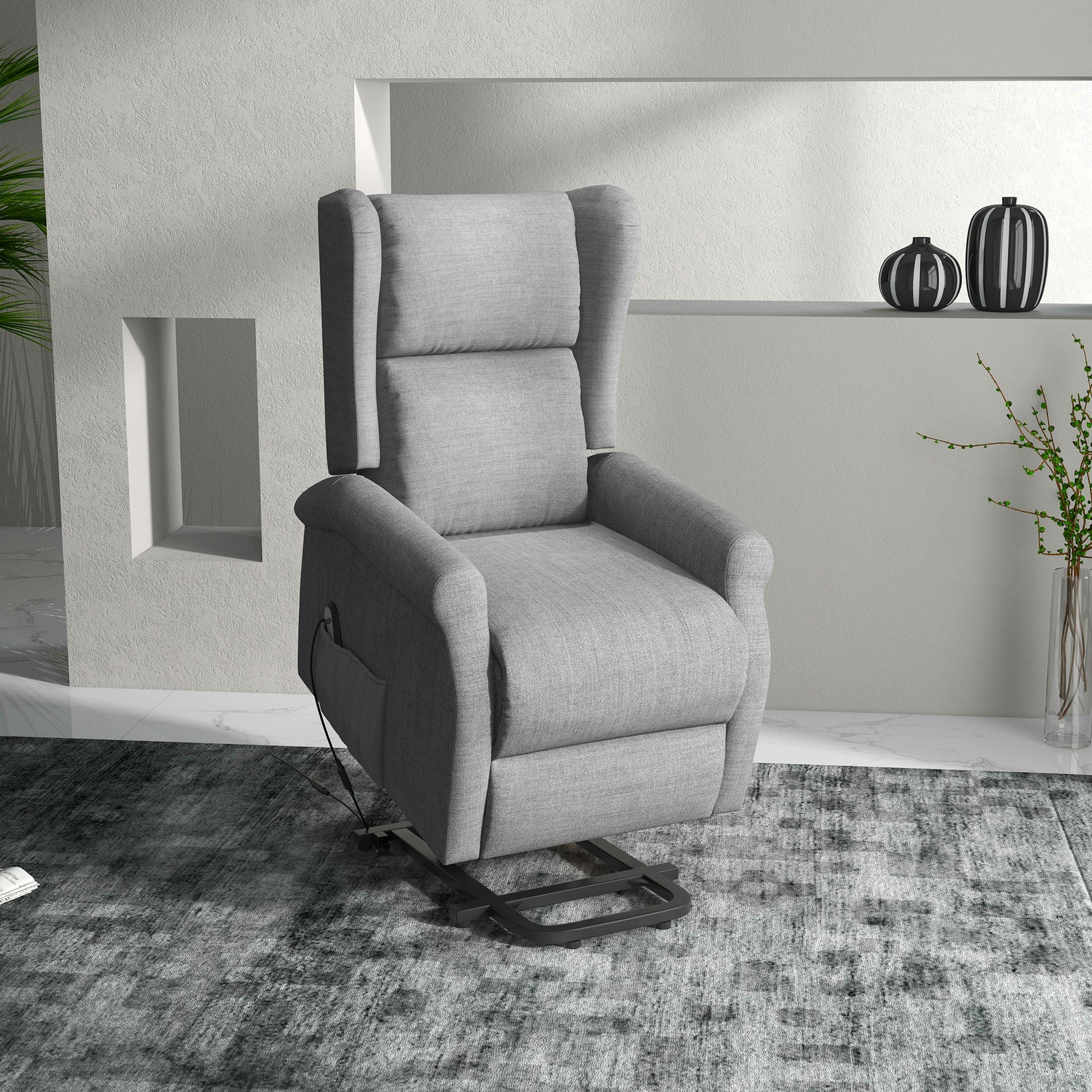 Power Lift Chair For Elderly Fabric Recliner Remote | Gray