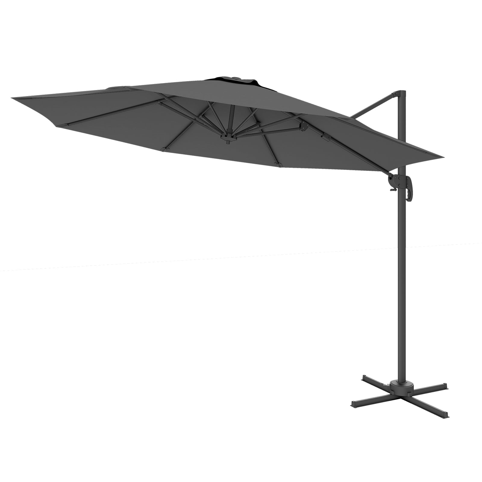 3x3m Cantilever Parasol W/ 360° Crank Handle Tilt | Black