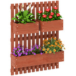 Wall-mounted Wooden Planters With Trellis | Brown