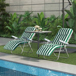 Set Of 2 Adjustable Sun Lounger Recliner Reclining Seat | Green