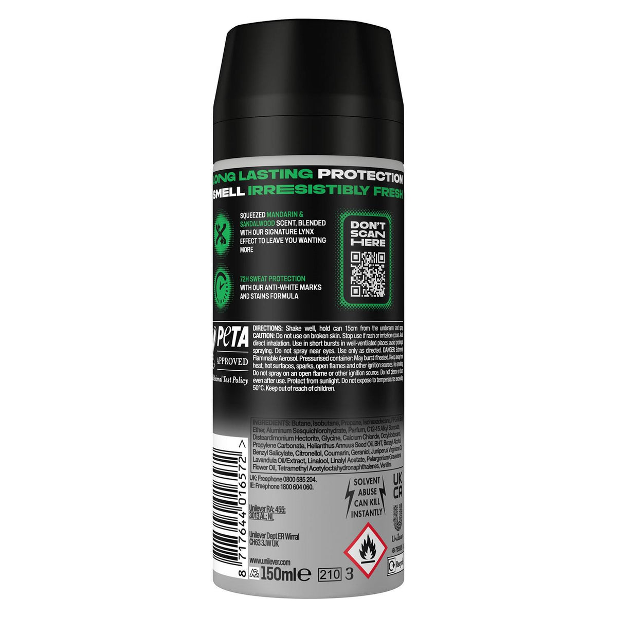Africa Antiperspirant Aerosol Deodorant Spray 48h Sweat Protection, 150ml | Set of 30