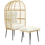 Standing Egg Chair Lounge Chair With Footstool, Cushion | Beige