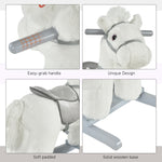 Kids Plush Ride-on Rocking Horse With Plush Toy Sound Handle Grip | White