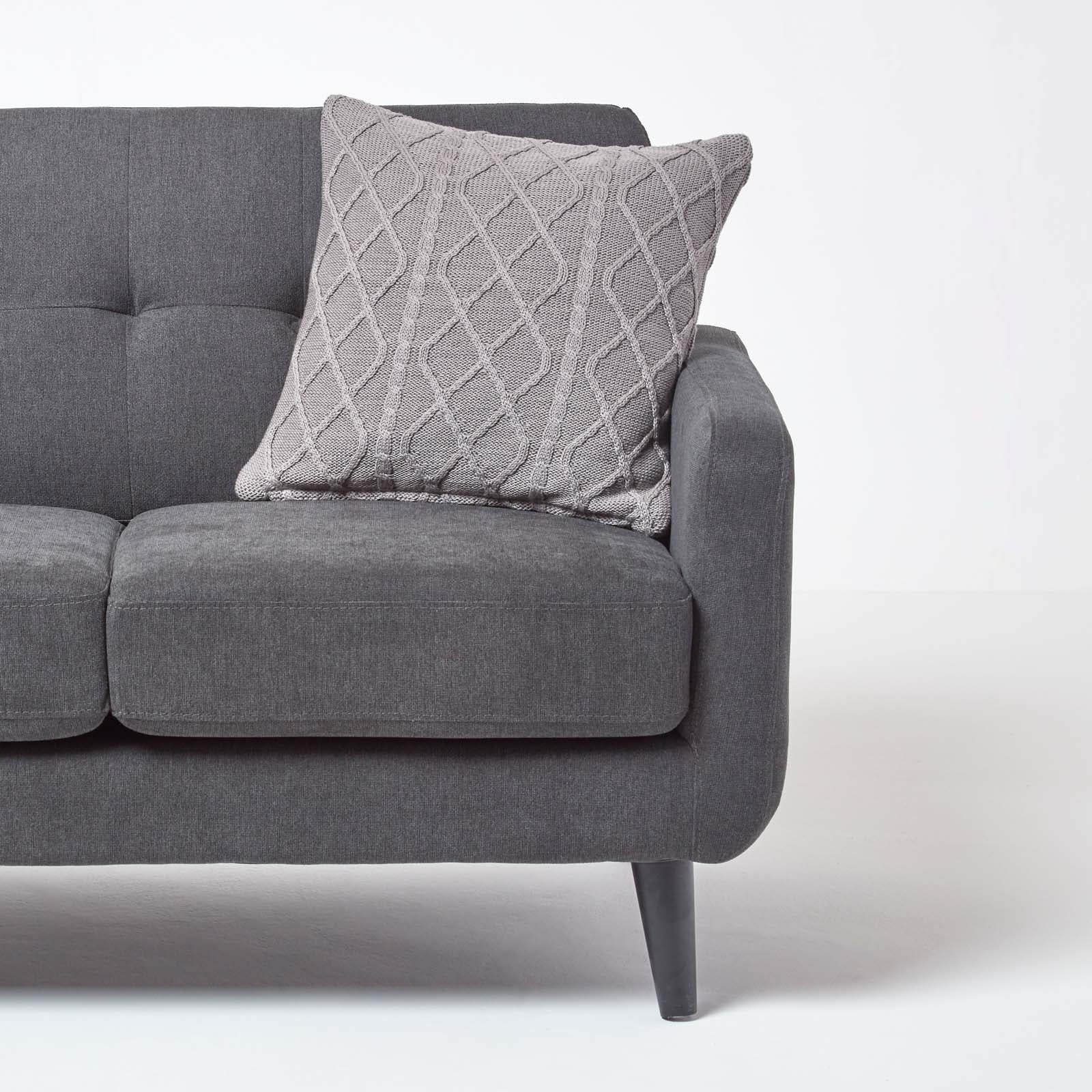 Diamond Cable Knit Cushion Cover | 45cm x 45cm | Grey