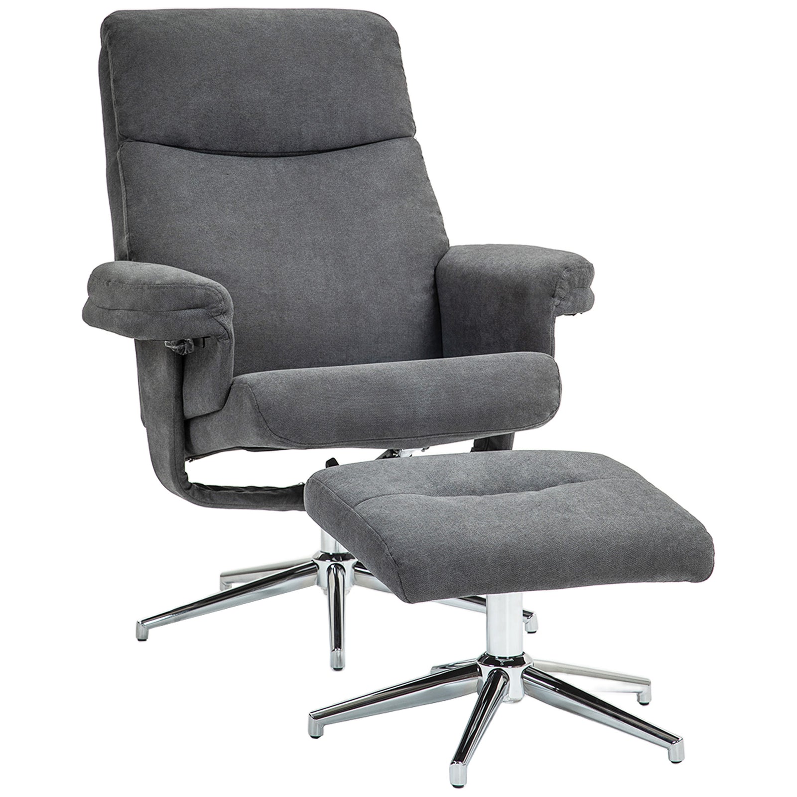 Recliner Chair With Footstool With Adjustable | Charcoal Grey