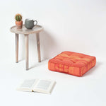 Morocco Striped Cotton Floor Cushion | 40cm x 40cm | Orange