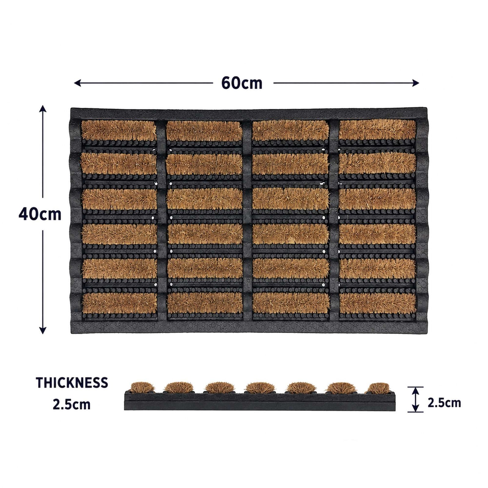 Natural Coconut Coir Scraper Doormat | 40 x 60cm | Brown
