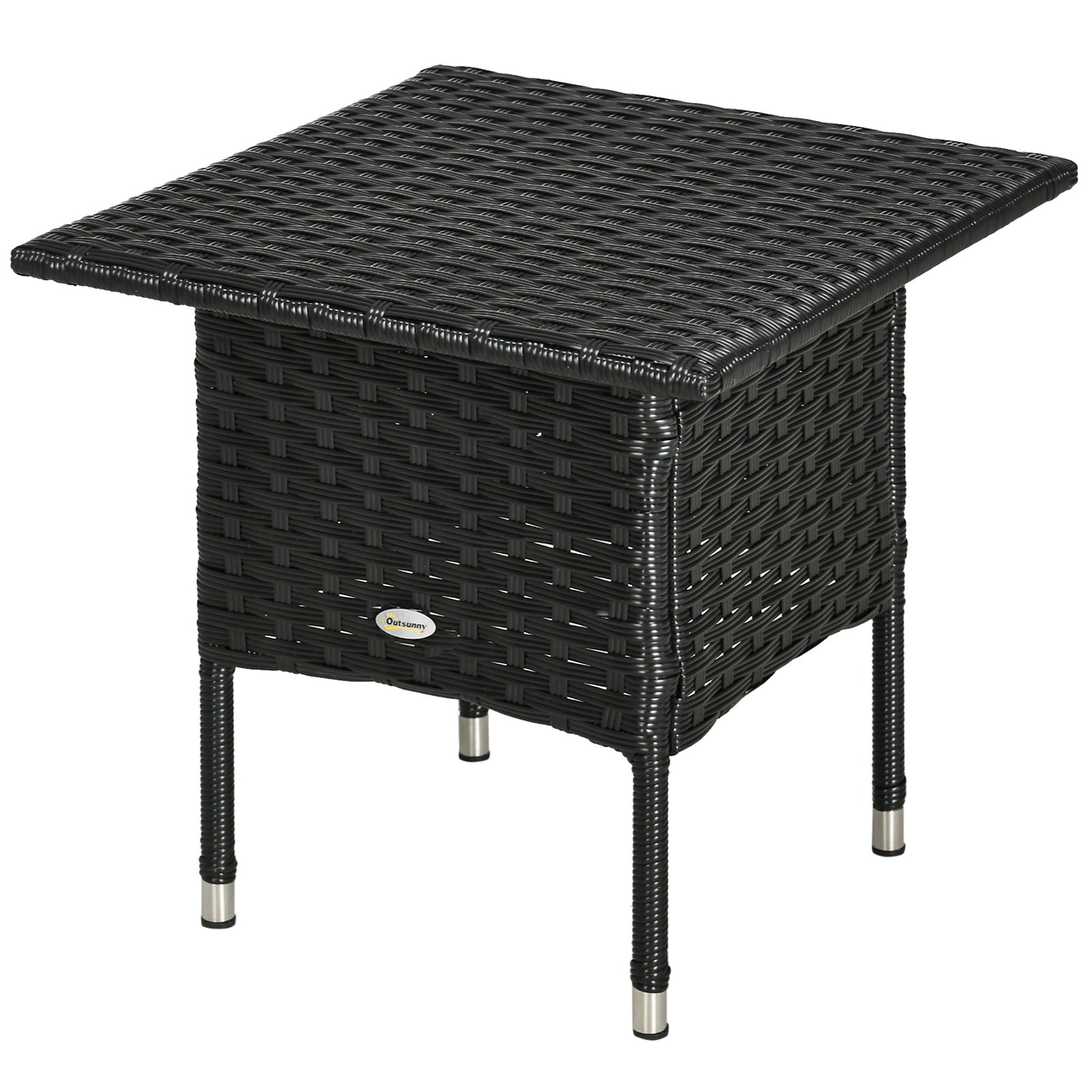 Pe Rattan Coffee Table, Patio Side Table | Black