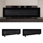 40/50/60-inch Electric Fireplace, Wall Mounted Or Freestanding, Tempered Glass Panel, 12 Flame Colors, 5 Brightness Levels, Timer & Remote Control | Small | Black