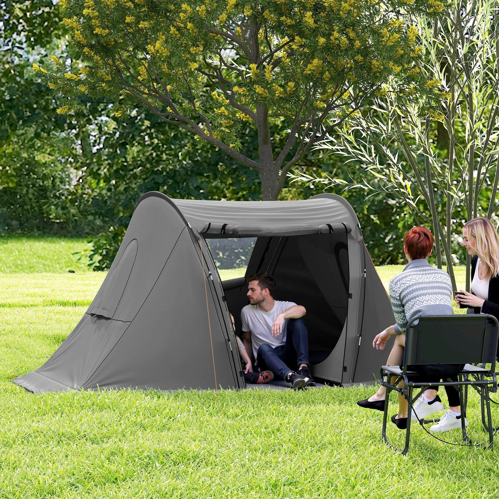 3 Man Tent, 3000mm Waterproof, Living Area, 2 Bedrooms | Dark Grey