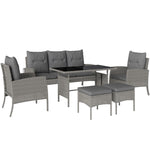 6 Pieces Rattan Garden Furniture Sofa Set, Grey