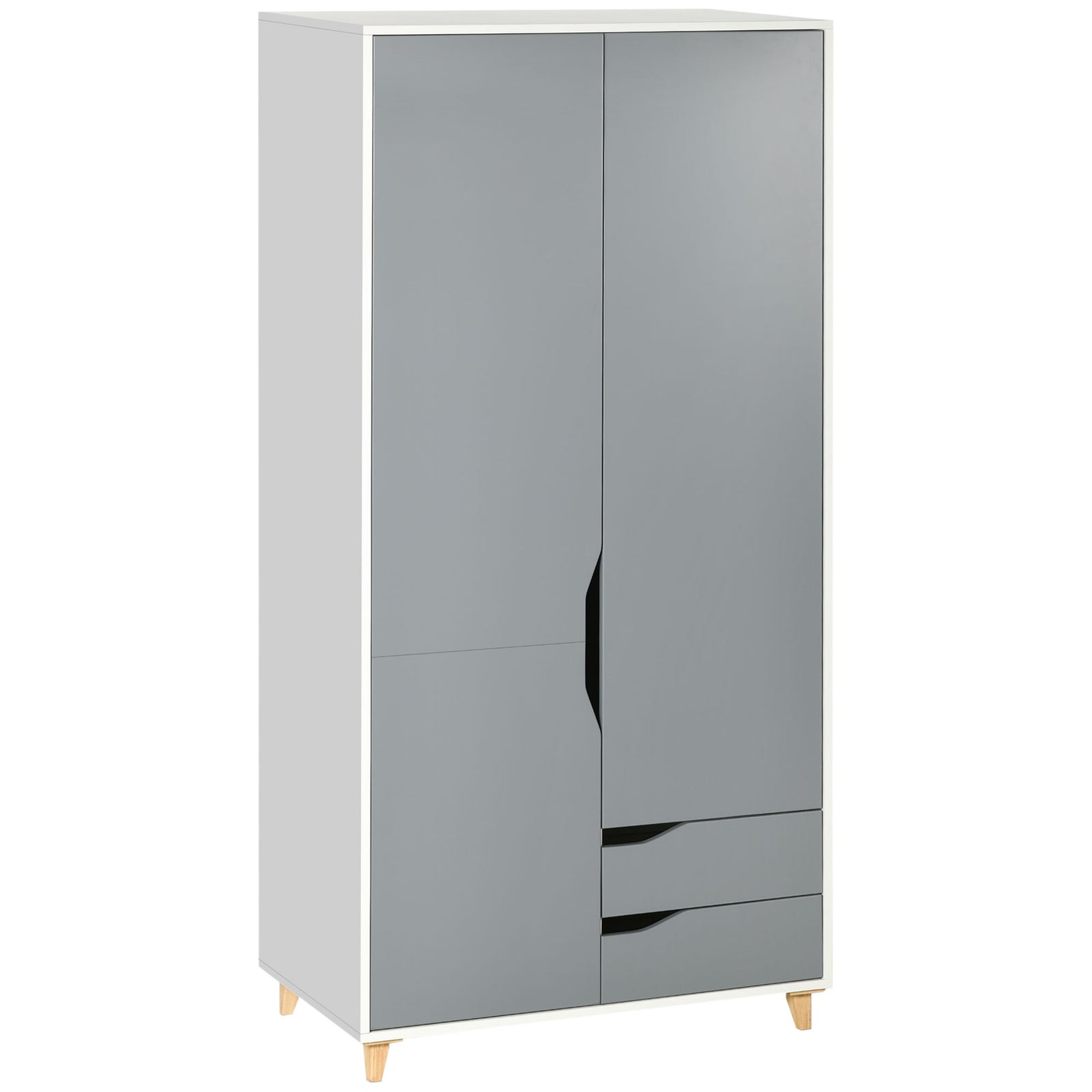 2 Door Wardrobe With Drawers Hanging Rail Shelves Bedroom | One Size