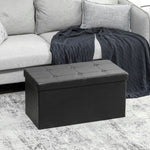 Storage Ottoman Bench, 89l Pu Leather Folding Foot Rest | Black