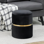 Round Pouffe Storage Footstool With Hidden Space | Black
