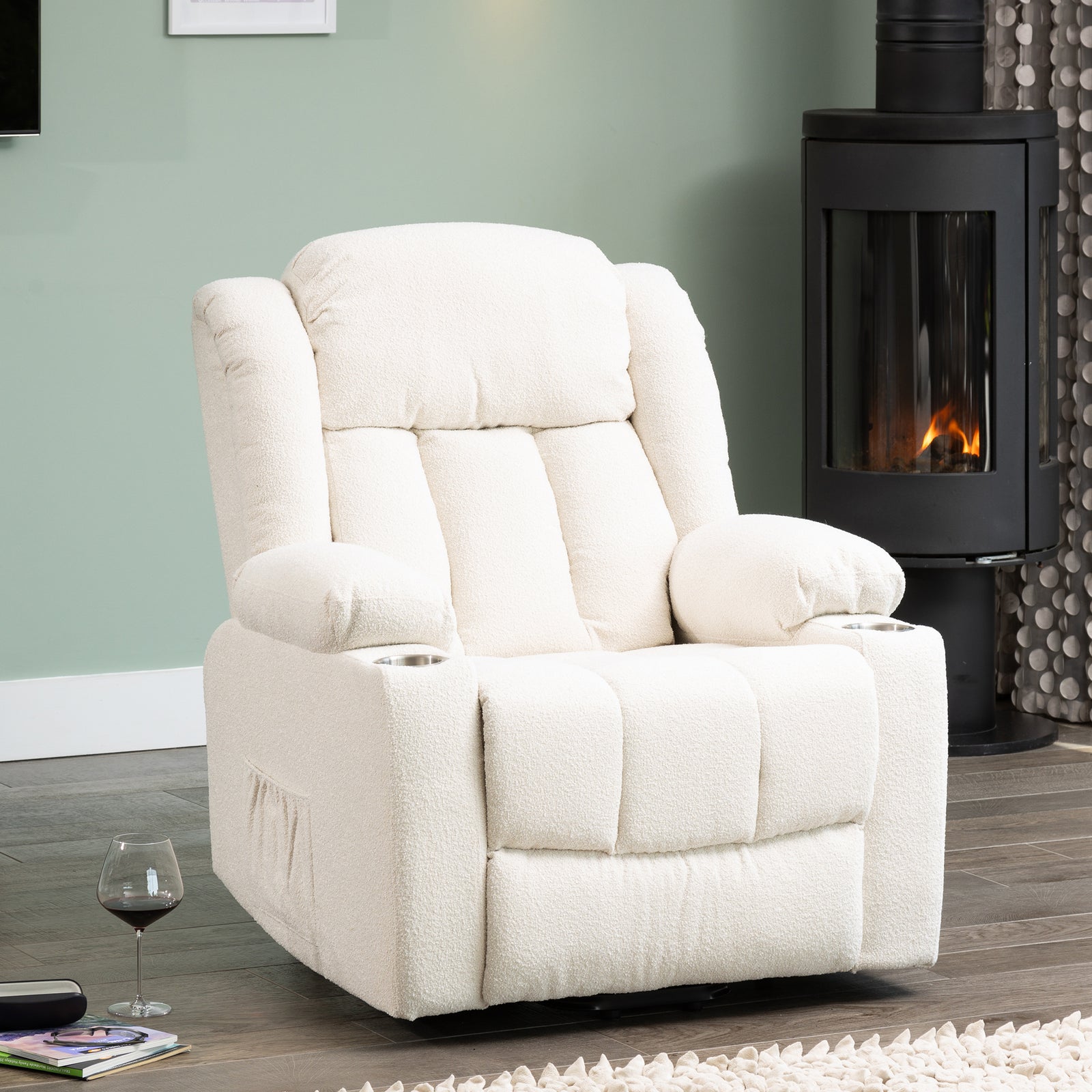Redding Dual Motor Electric Lift Assist Recliner Chair With Massage And Heat | 1 | Cream