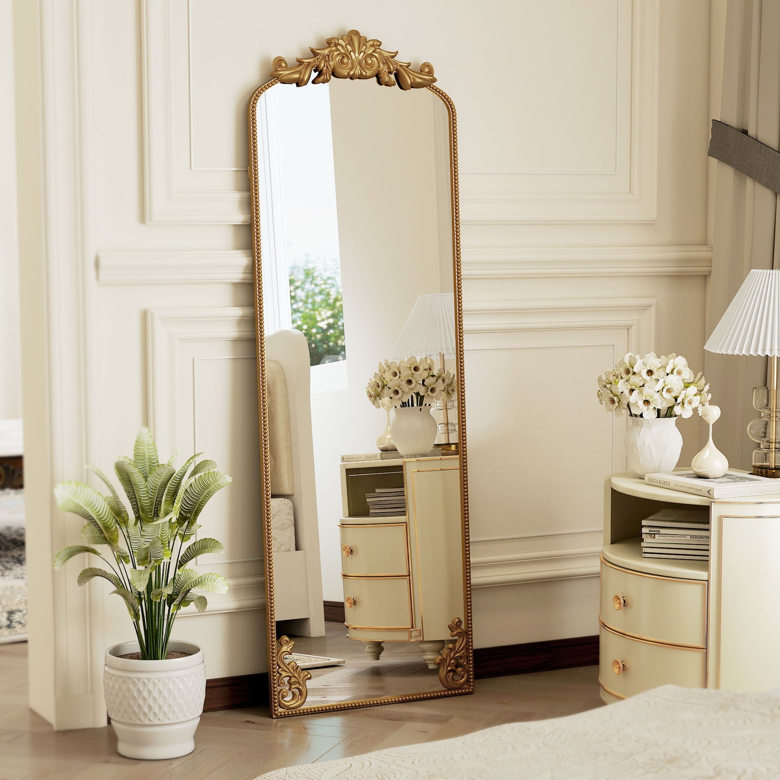 HOMCOM 50 X 160 Cm Full Length Mirror With Metal Frame, Gold Tone