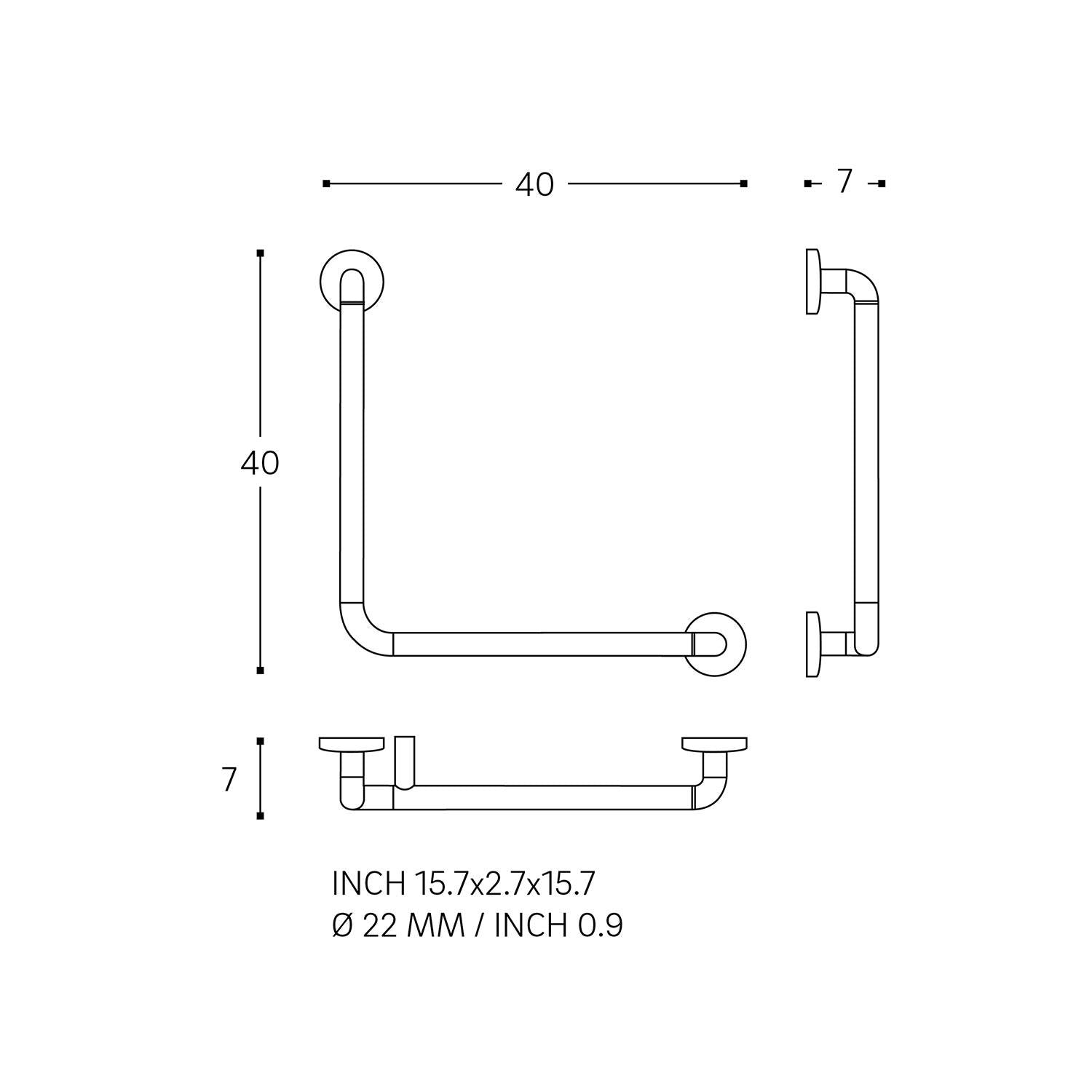 Grab Rail 45cm Straight Up To 150kg Architect S+ Collection | Brushed Stainless Steel