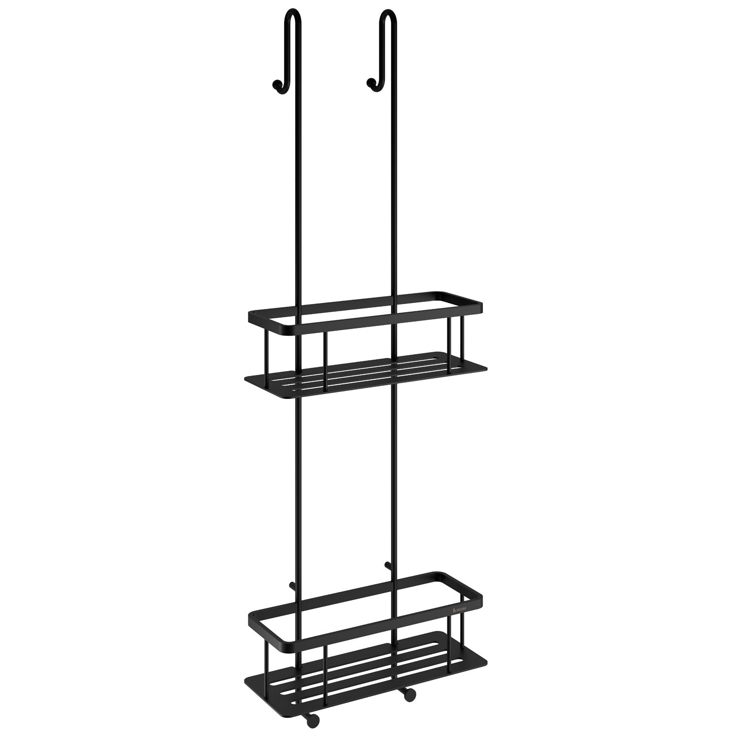 Two Tiered Shower Basket Double Soap Caddy /w Hanging Hooks | Black