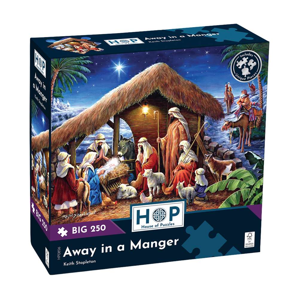 The House of Puzzles Away In A Manger Big 250 Piece Jigsaw Puzzle