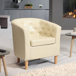 Lodi Studded Back Pu Tub Chair With Dark And Light Legs | Cream